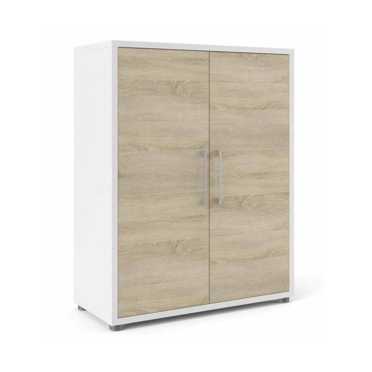 Credenza bianca e quercia 89x40x113h cm 2 ante - Warszawa