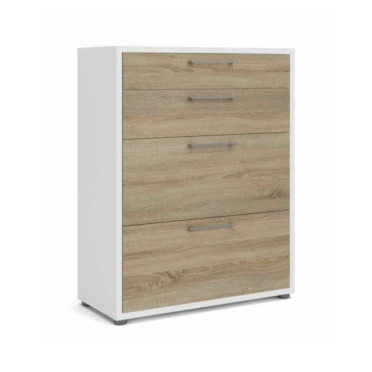 Credenza bianca e quercia 89x40x113h cm 4 cassetti - Anghiari