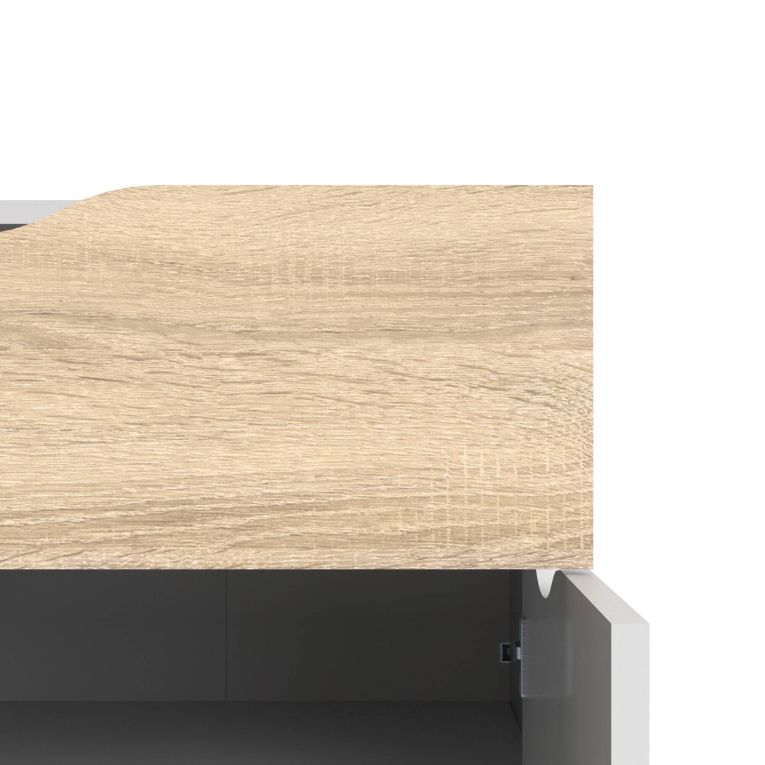 Credenza bianca e quercia 98x39x81h cm 2 ante e 1 cassetto - Audit