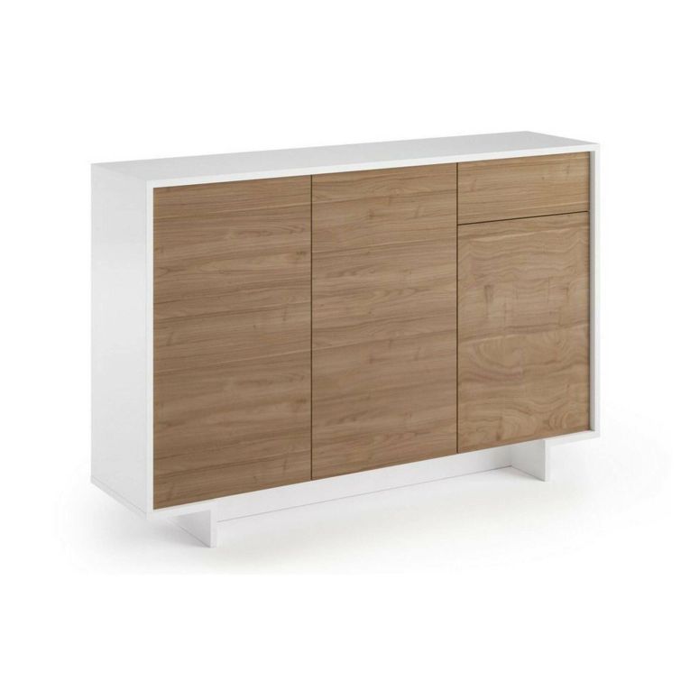 Credenza bianca e rovere 134x35x87h cm 3 ante e 1 cassetto - Arius