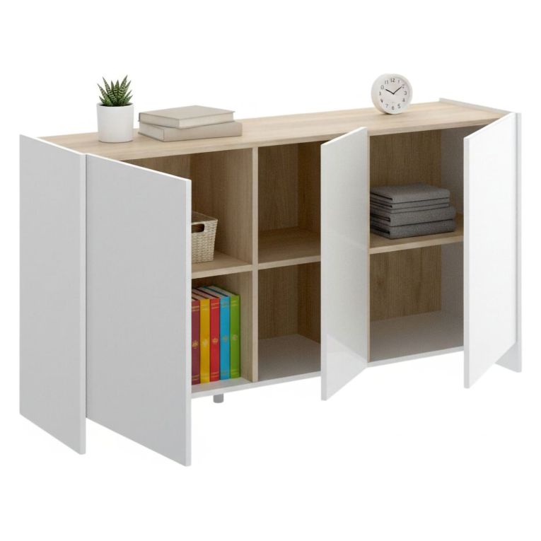 Credenza bianca e rovere 138x42x76h cm 3 ante - America