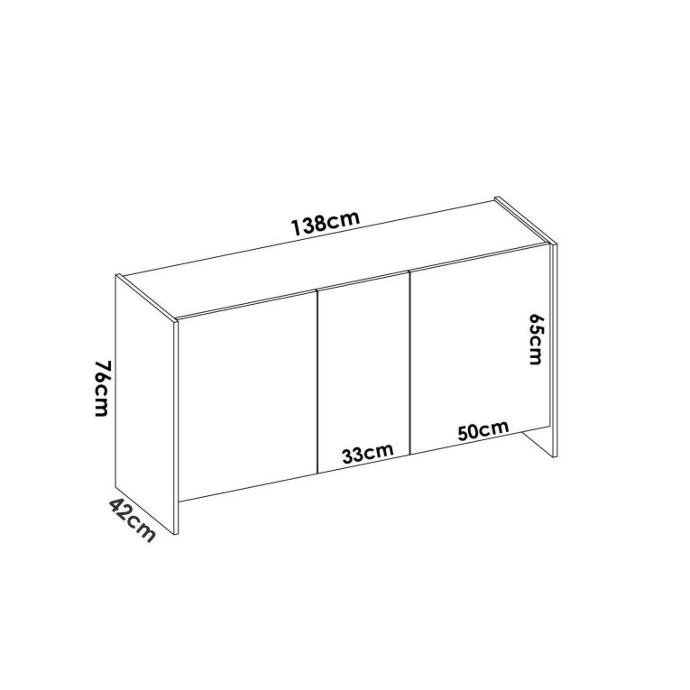 Credenza bianca e rovere 138x42x76h cm 3 ante - America
