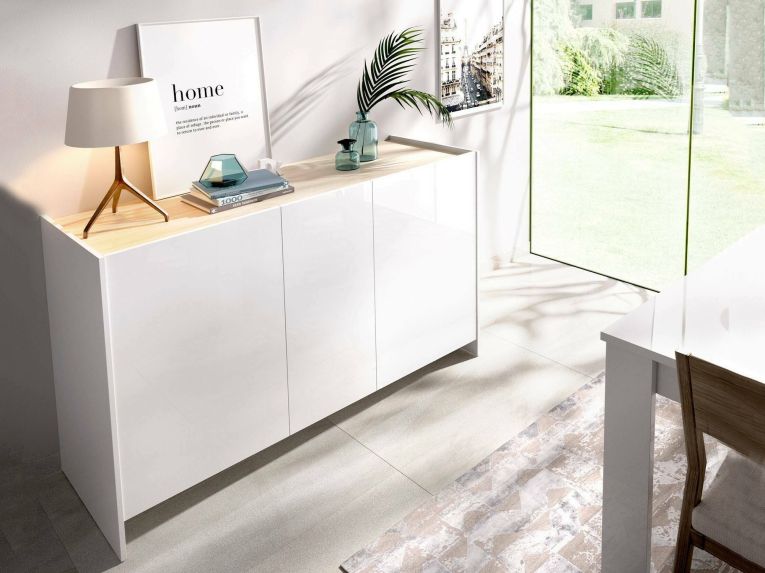 Credenza bianca e rovere 138x42x76h cm 3 ante - America