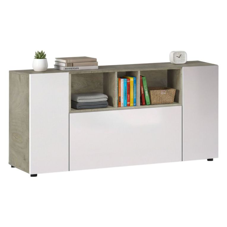 Credenza bianca e rovere 150x41x76h cm 3 ante - Crisantemo
