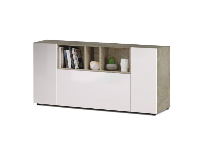 Credenza bianca e rovere 150x41x76h cm 3 ante - Crisantemo