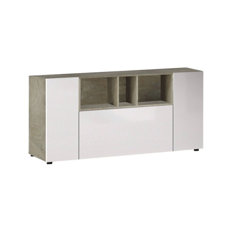 Credenza bianca e rovere 150x41x76h cm 3 ante - Crisantemo