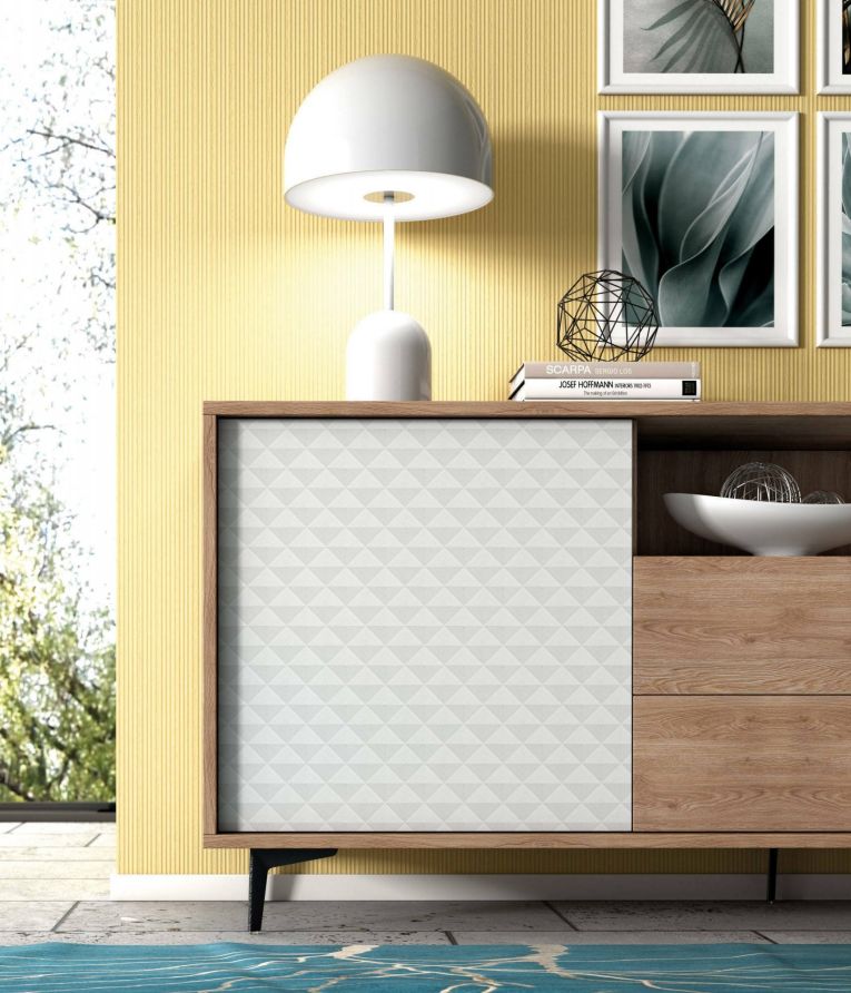 Credenza bianca e rovere 184x45x77h cm 2 ante e 2 cassetti - Azis