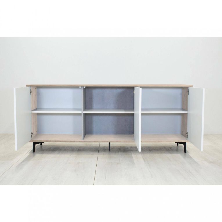 Credenza bianca e rovere 184x45x77h cm 3 ante - Aminda