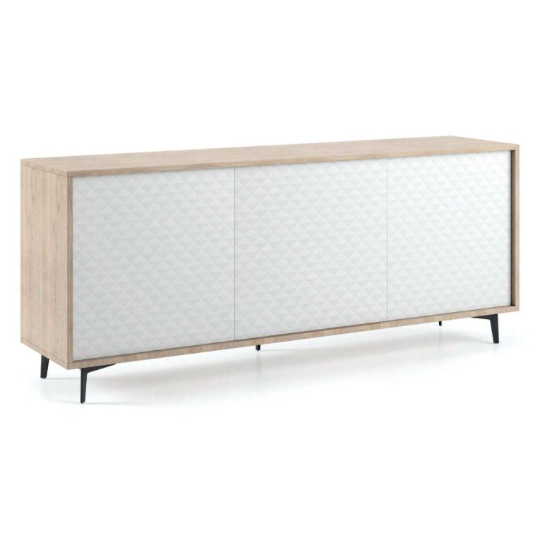 Credenza bianca e rovere 184x45x77h cm 3 ante - Aminda