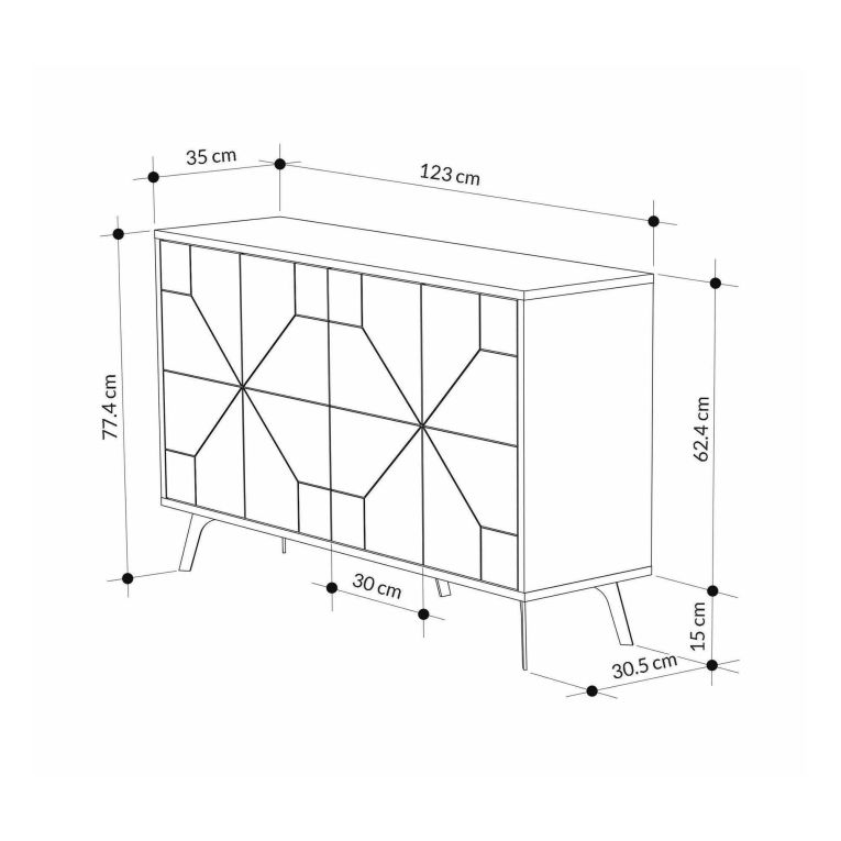 Credenza bianca marmo 123x35x62h cm 4 ante - Brunale