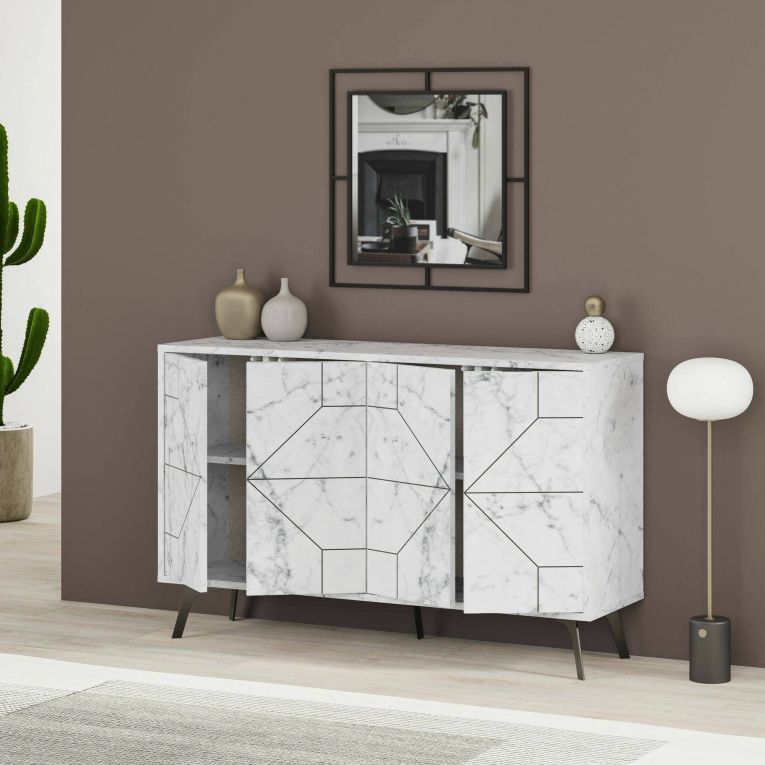 Credenza bianca marmo 123x35x62h cm 4 ante - Brunale