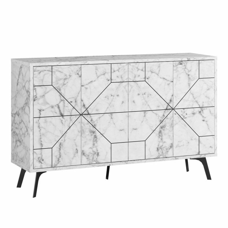 Credenza bianca marmo 123x35x62h cm 4 ante - Brunale