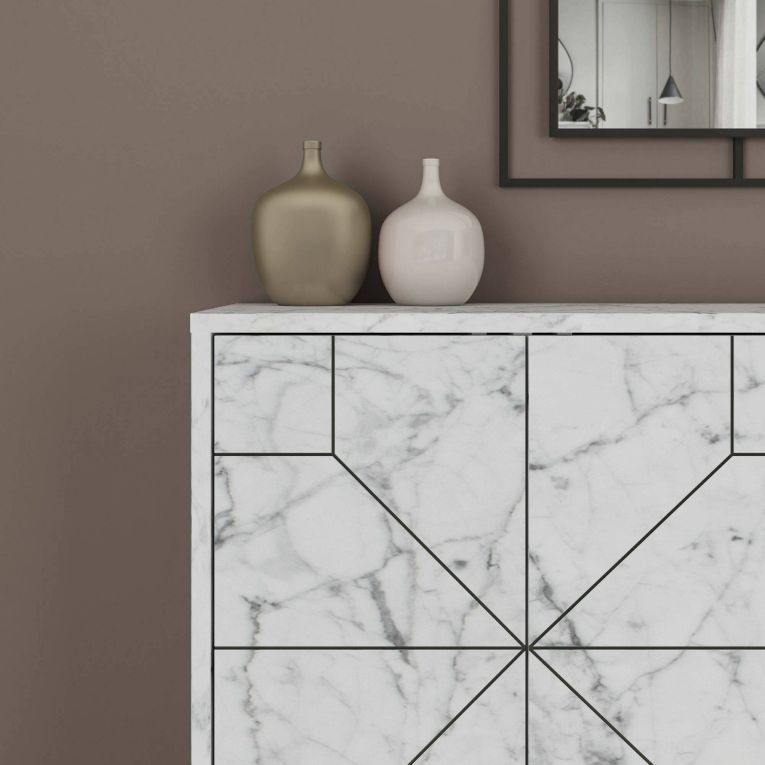 Credenza bianca marmo 123x35x62h cm 4 ante - Brunale