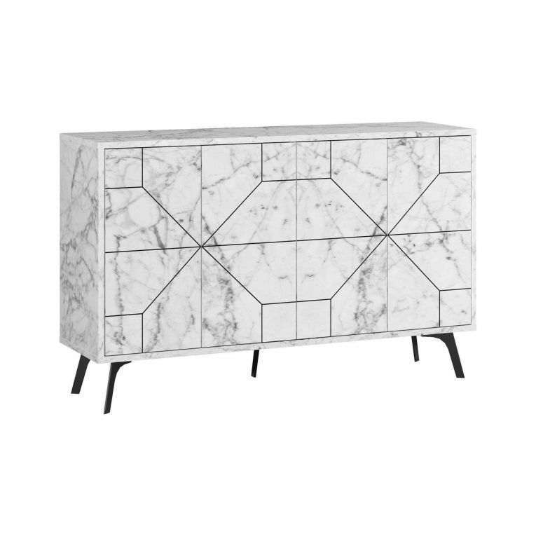 Credenza bianca marmo 123x35x62h cm 4 ante - Brunale