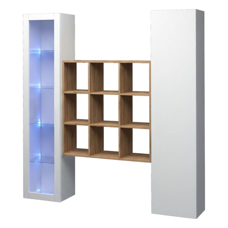 Credenza Bianco 14 Ripiani 19 Vani 40x30x180h cm, 2 Ante - Colonno