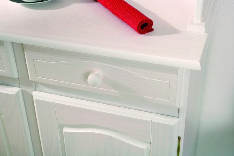 Credenza Bianco 2 Cassetti 2 Ripiani 88x32x198h cm, Apertura Battente, Scorrevole - Quadri