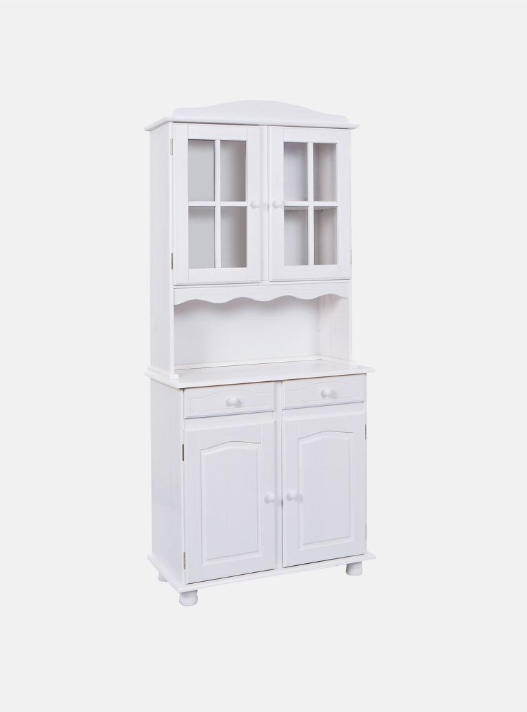 Credenza Bianco 2 Cassetti 2 Ripiani 88x32x198h cm, Apertura Battente, Scorrevole - Quadri
