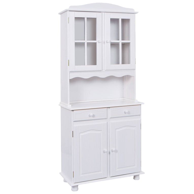 Credenza Bianco 2 Cassetti 2 Ripiani 88x32x198h cm, Apertura Battente, Scorrevole - Quadri