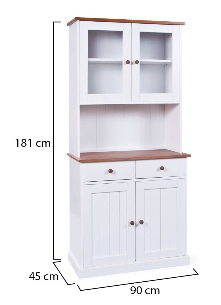 Credenza Bianco 2 Cassetti 4 Ripiani 90x45x190h cm, Apertura Battente, Scorrevole - Pattada