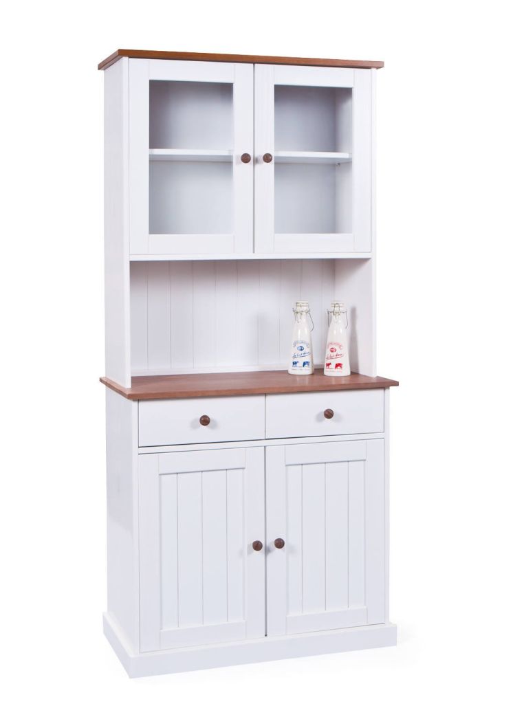 Credenza Bianco 2 Cassetti 4 Ripiani 90x45x190h cm, Apertura Battente, Scorrevole - Pattada