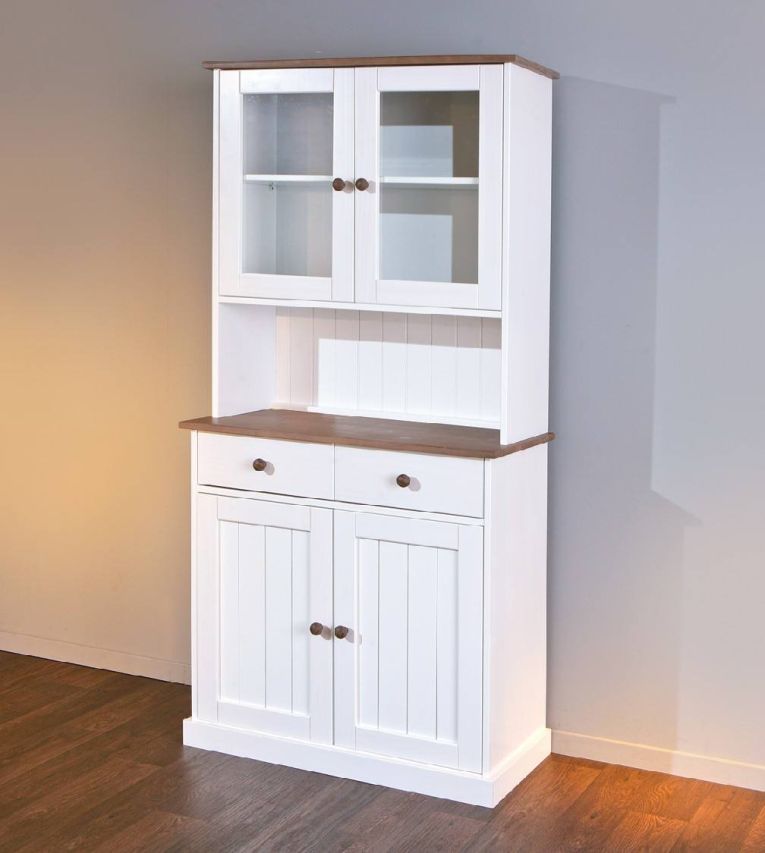 Credenza Bianco 2 Cassetti 4 Ripiani 90x45x190h cm, Apertura Battente, Scorrevole - Pattada