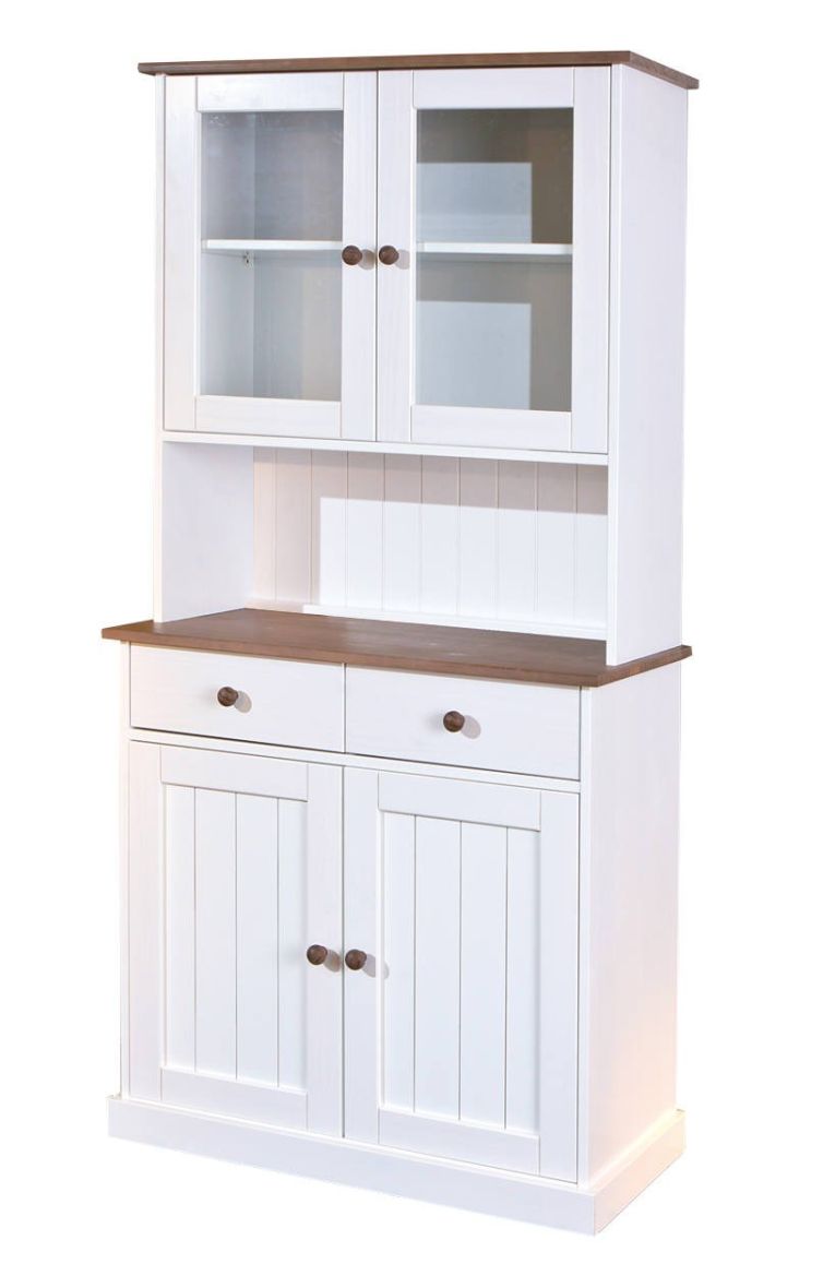 Credenza Bianco 2 Cassetti 4 Ripiani 90x45x190h cm, Apertura Battente, Scorrevole - Pattada