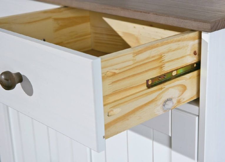 Credenza Bianco 2 Cassetti 4 Ripiani 90x45x190h cm, Apertura Battente, Scorrevole - Pattada