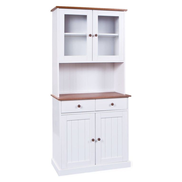 Credenza Bianco 2 Cassetti 4 Ripiani 90x45x190h cm, Apertura Battente, Scorrevole - Pattada