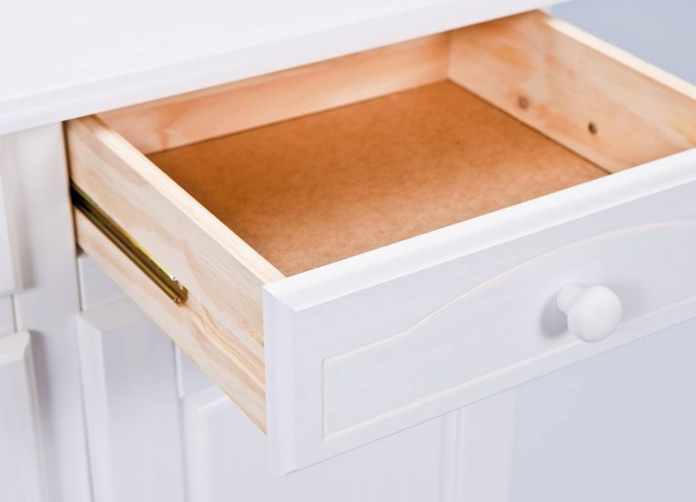 Credenza Bianco 2 Cassetti un Ripiano 88x43x87h cm, Apertura Battente - Pallare