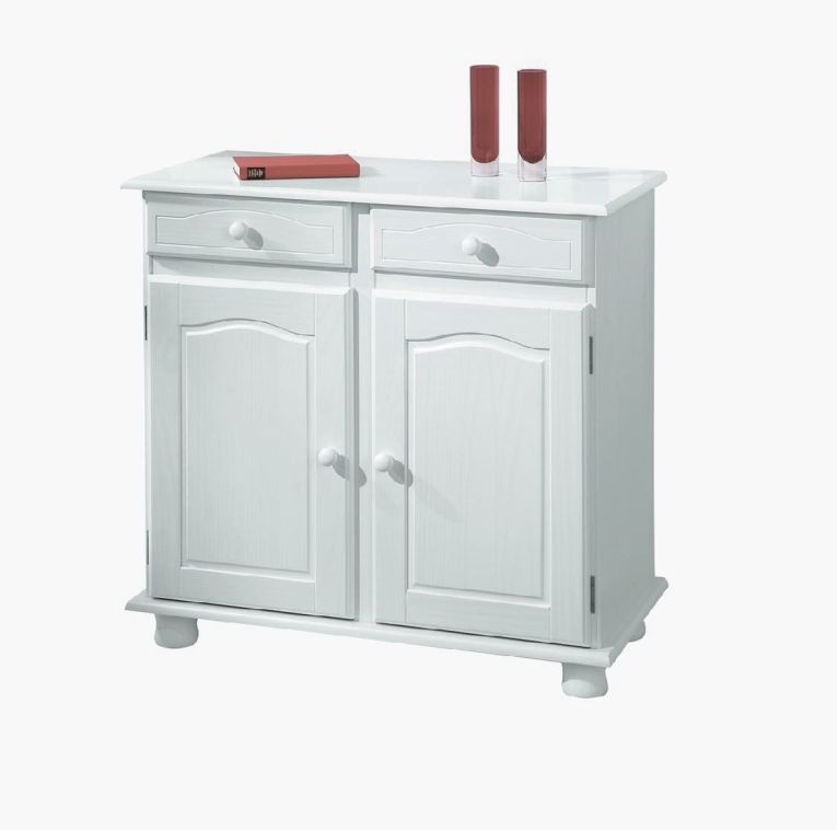 Credenza Bianco 2 Cassetti un Ripiano 88x43x87h cm, Apertura Battente - Pallare