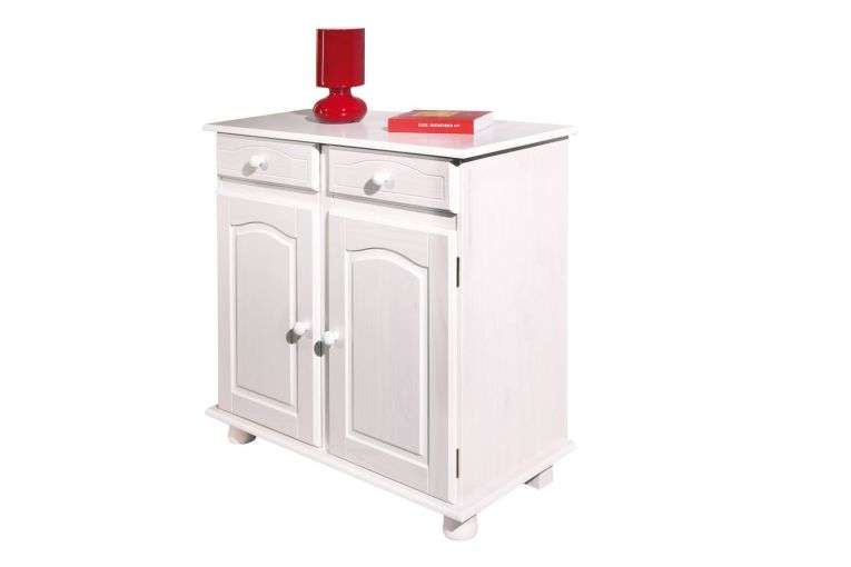 Credenza Bianco 2 Cassetti un Ripiano 88x43x87h cm, Apertura Battente - Pallare