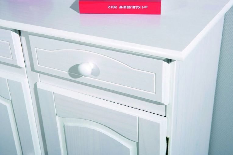 Credenza Bianco 2 Cassetti un Ripiano 88x43x87h cm, Apertura Battente - Pallare