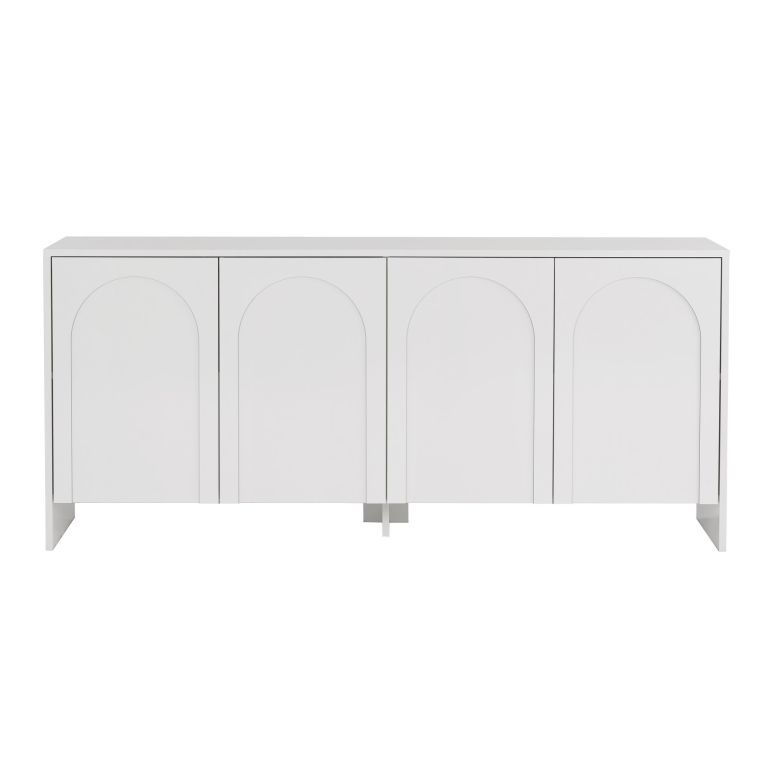 Credenza Bianco 2 Ripiani 4 Ante 180x45x80h cm, 6 Vani - Nomaga