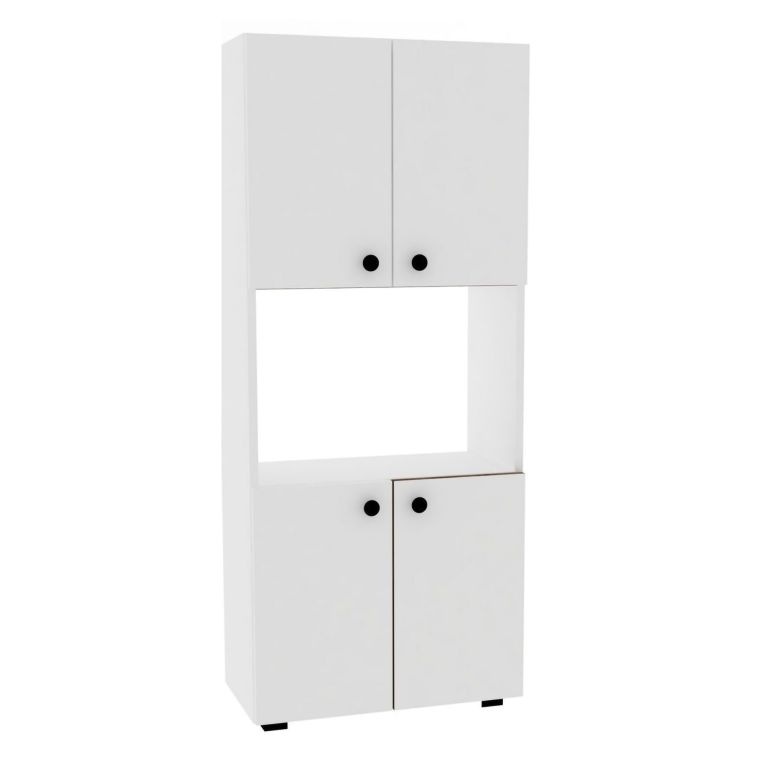 Credenza Bianco 2 Ripiani 4 Ante 60x31x140h cm, 5 Vani - Sestu