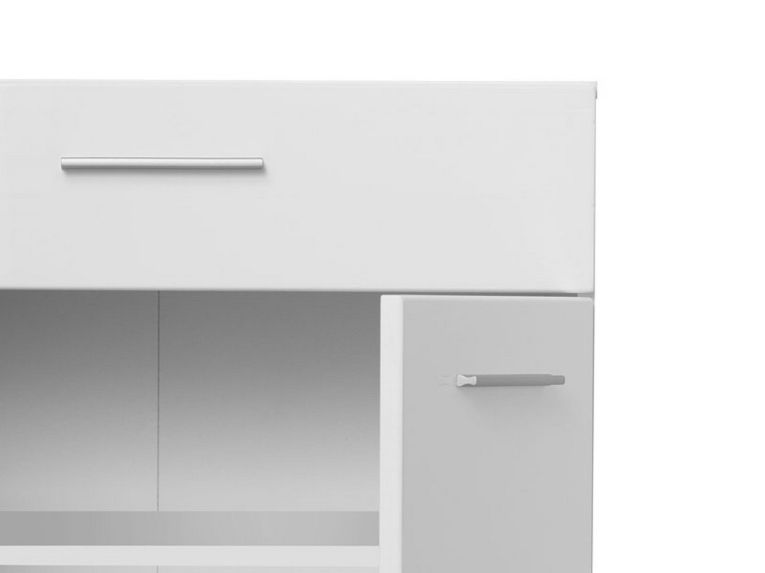 Credenza Bianco 2 Ripiani un Cassetto 79x35x97.5h cm, 3 Vani - Verduno