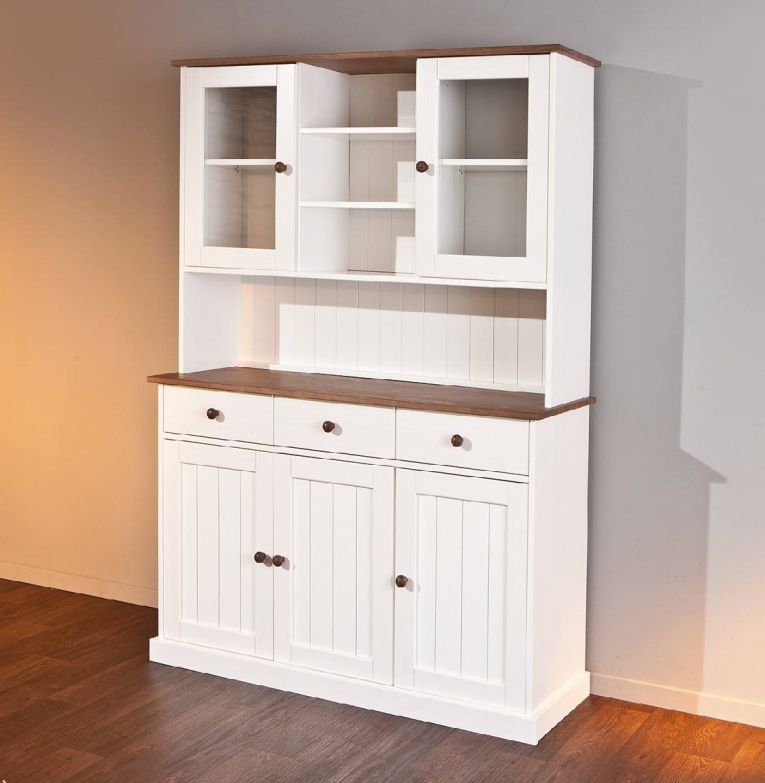 Credenza Bianco 3 Cassetti 4 Ripiani 131x45x181h cm, Apertura Battente - Loranze