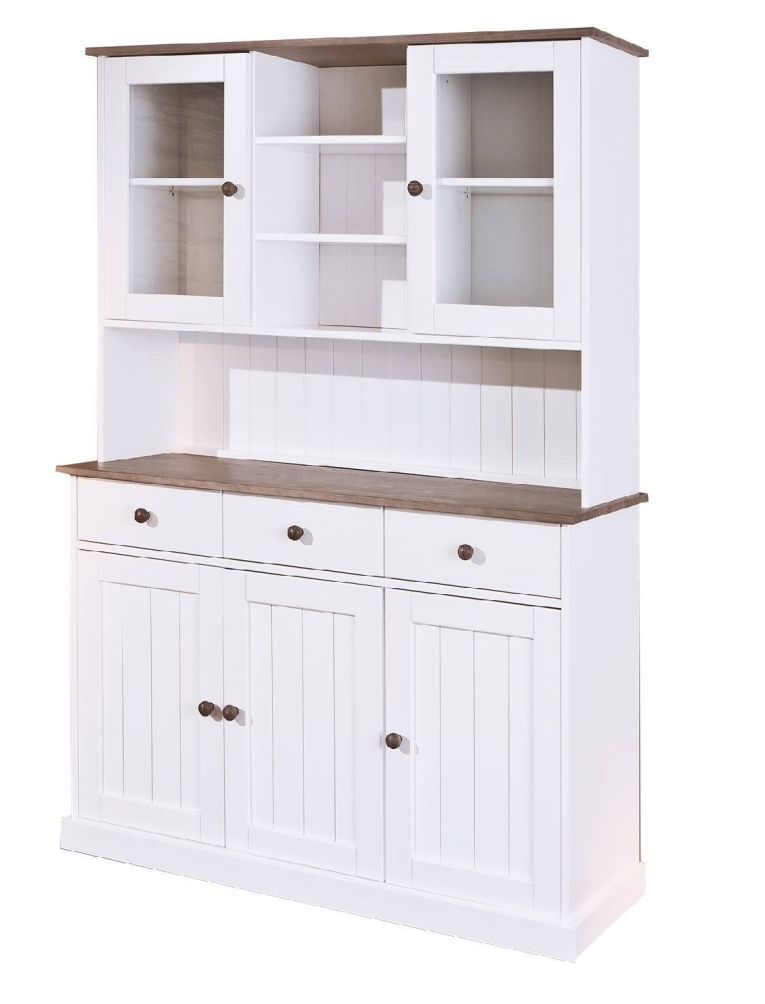 Credenza Bianco 3 Cassetti 4 Ripiani 131x45x181h cm, Apertura Battente - Loranze
