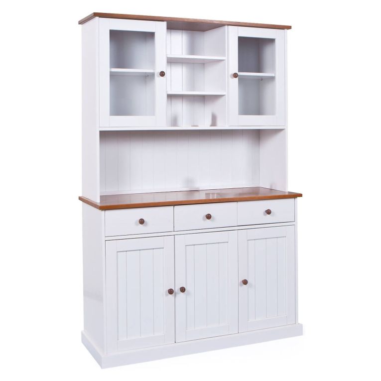 Credenza Bianco 3 Cassetti 4 Ripiani 131x45x181h cm, Apertura Battente - Loranze