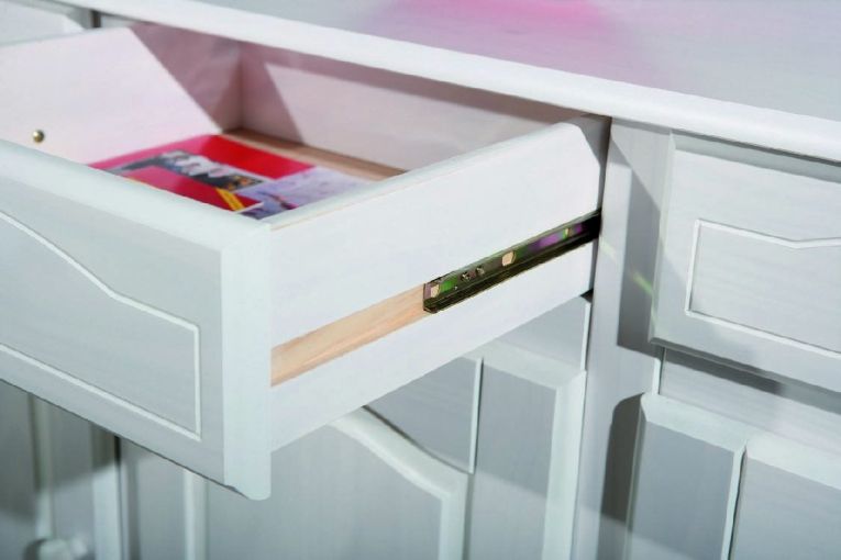 Credenza Bianco 3 Cassetti un Ripiano 130x43x87h cm, Apertura Battente - Gragnano