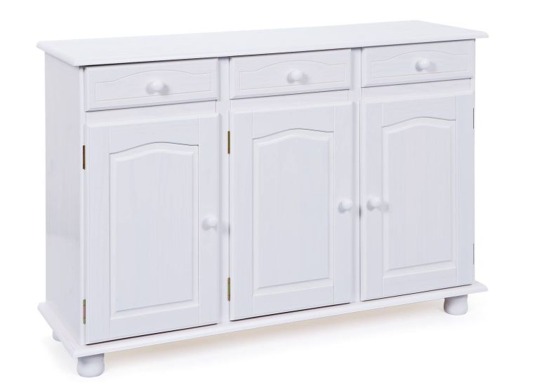 Credenza Bianco 3 Cassetti un Ripiano 130x43x87h cm, Apertura Battente - Gragnano