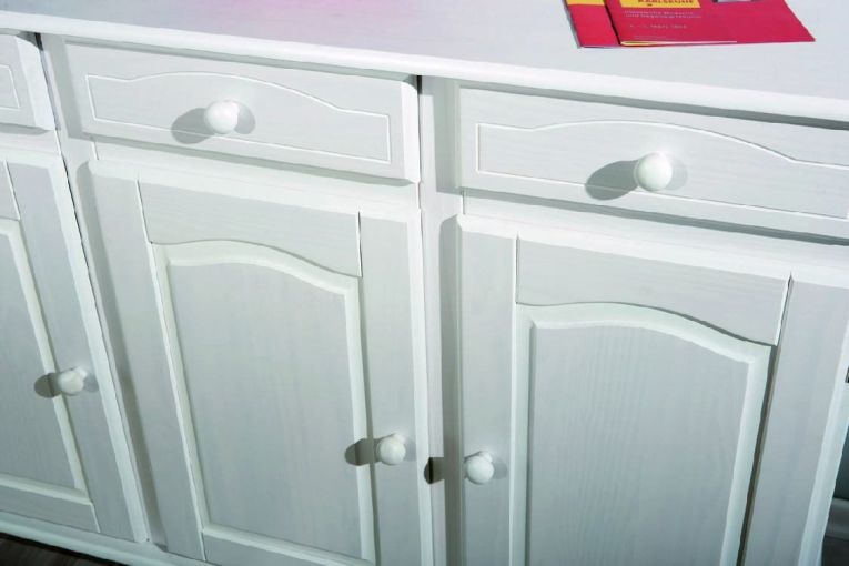 Credenza Bianco 3 Cassetti un Ripiano 130x43x87h cm, Apertura Battente - Gragnano