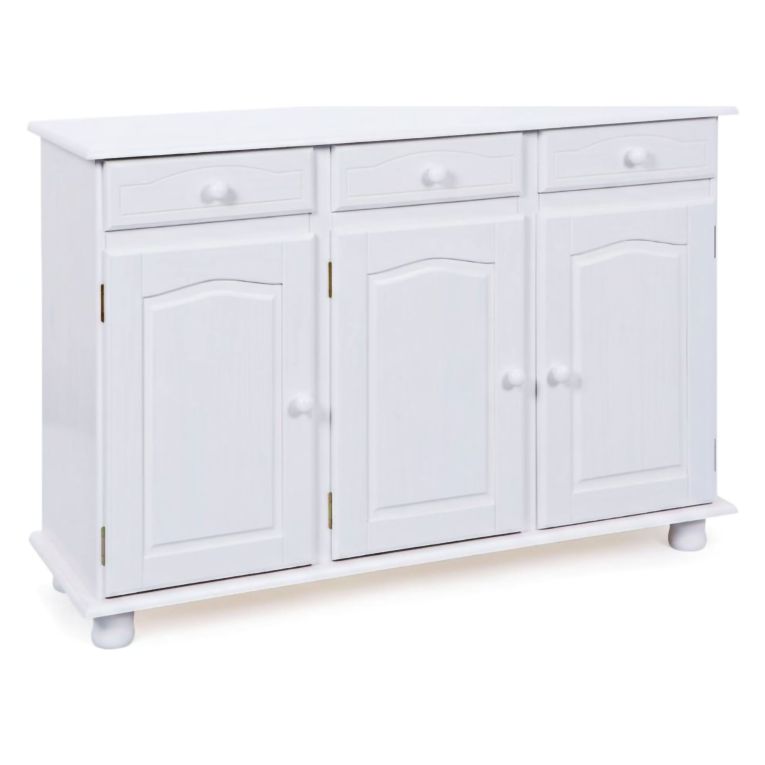 Credenza Bianco 3 Cassetti un Ripiano 130x43x87h cm, Apertura Battente - Gragnano