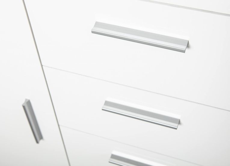Credenza Bianco 4 Cassetti un Ripiano 94x86x40h cm, Apertura Battente - Baganza