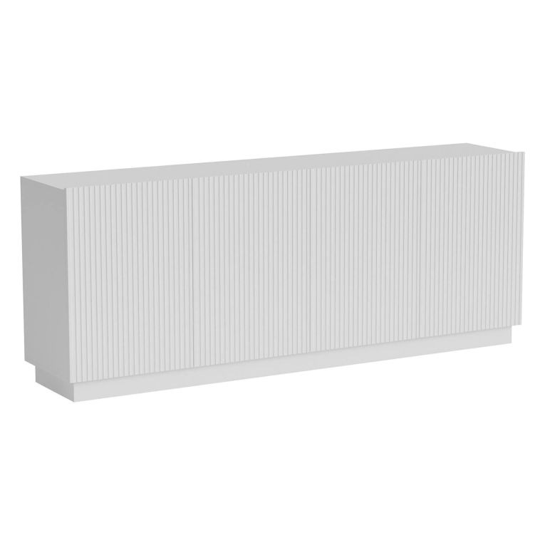 Credenza Bianco 4 Ripiani 4 Ante 200x40x78h cm, 8 Vani - Masainas