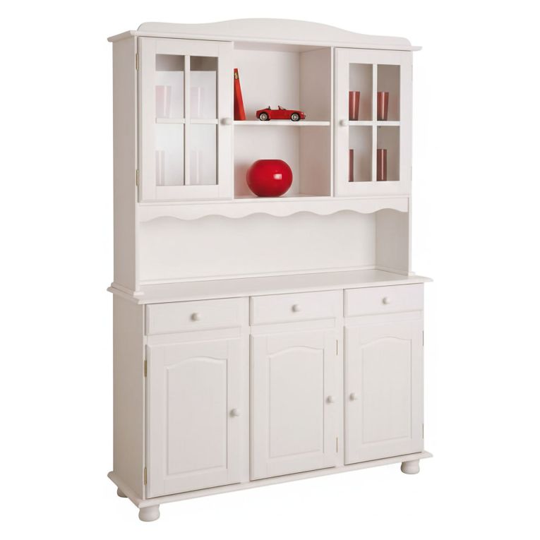 Credenza Bianco 6 Ripiani 3 Cassetti 130x32x198h cm, 5 Ante - Presezzo