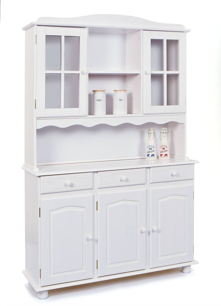 Credenza Bianco 6 Ripiani 3 Cassetti 130x32x198h cm, 5 Ante - Presezzo