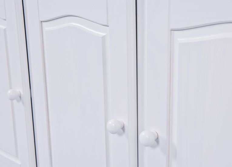 Credenza Bianco 6 Ripiani 3 Cassetti 130x32x198h cm, 5 Ante - Presezzo