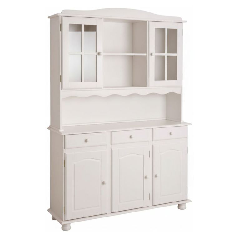 Credenza Bianco 6 Ripiani 3 Cassetti 130x32x198h cm, 5 Ante - Presezzo