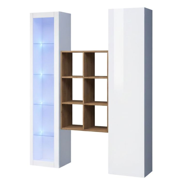 Credenza Bianco 8 Ripiani 16 Vani 40x30x180h cm, 2 Ante - Rimella