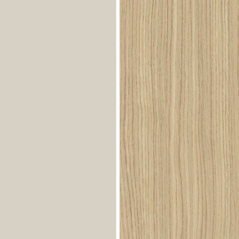 Credenza Bianco Cashmere Marrone Rovere Chiaro 6 Ripiani Apertura Battente 160x35x70h cm, 4 Ante Made in Italy - Swink